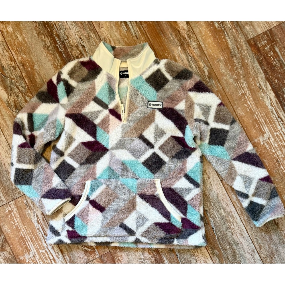 Hooey Women's M Aztec Geometric Fleece 1/4 Zip Pullover Western Southwestern